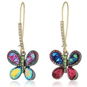 Betsey Johnson GoldTone Crystal Butterfly Earrings